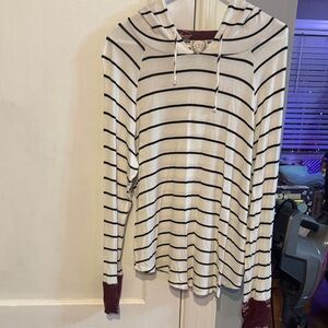 Striped Hooded Women's Top